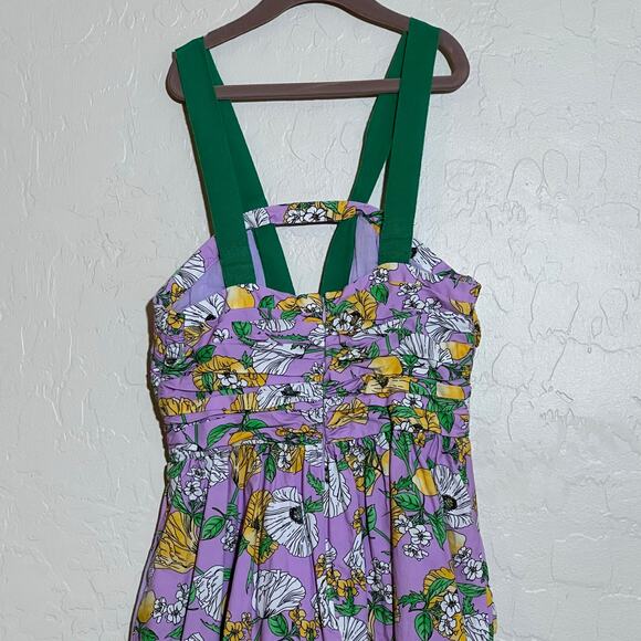 AMUR Leone Floral V Neck Sleeveless Midi Dress Purple Womens Size 4 Garden - Picture 9 of 16